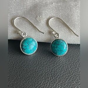 Turquoise Earrings in 925 Sterling silver!! Dainty Earrings!!